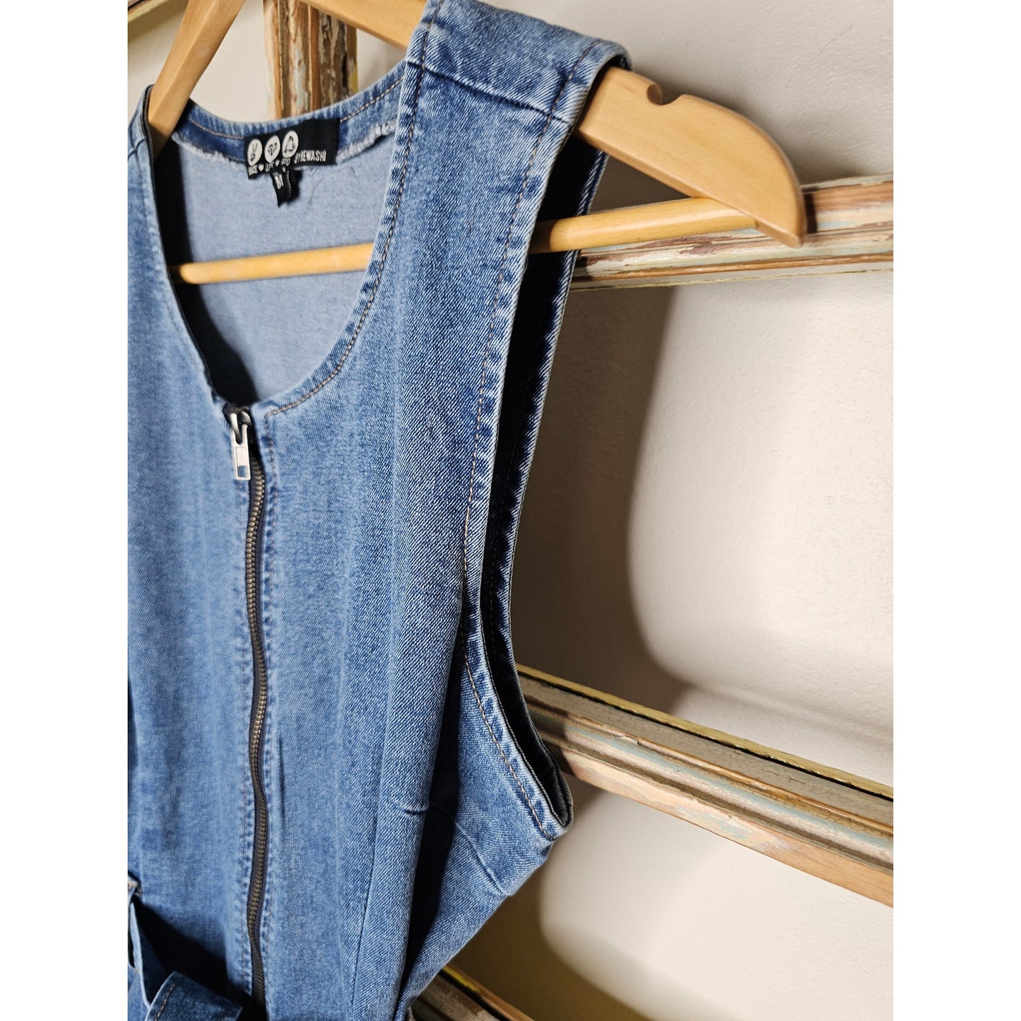 Peace Love Rewash 90's Style Denim Sleeveless Dress Ladies Size Medium