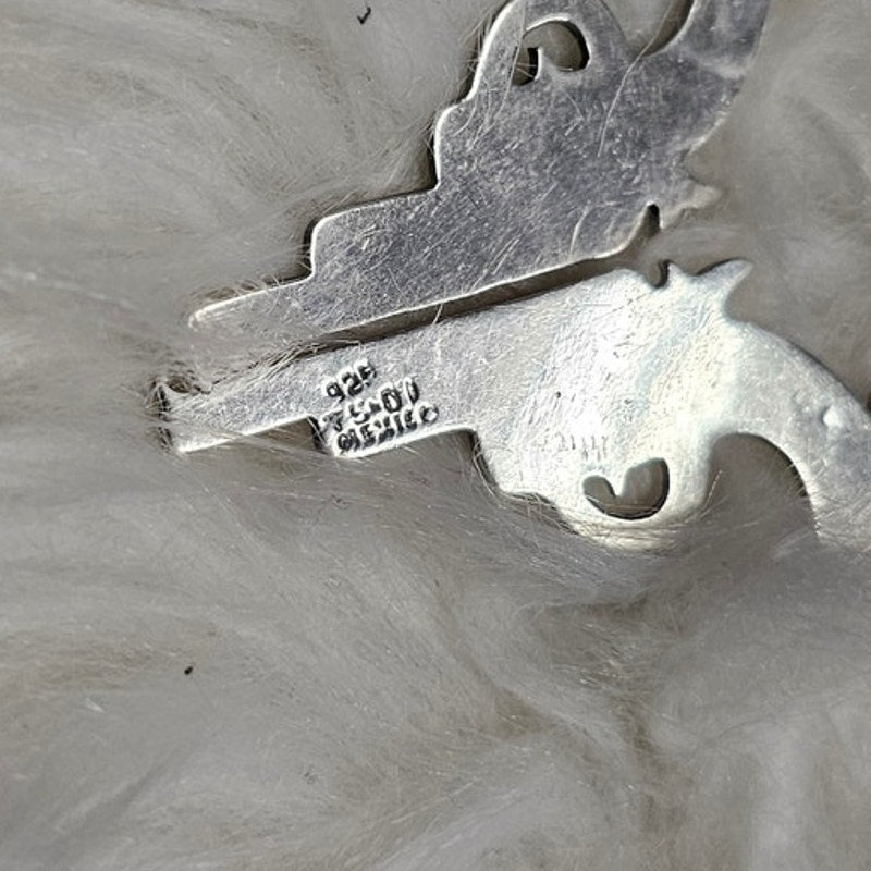 Mexico 925 large Silver Revolver Earrings with Shepherd Hook back 2" X 1"