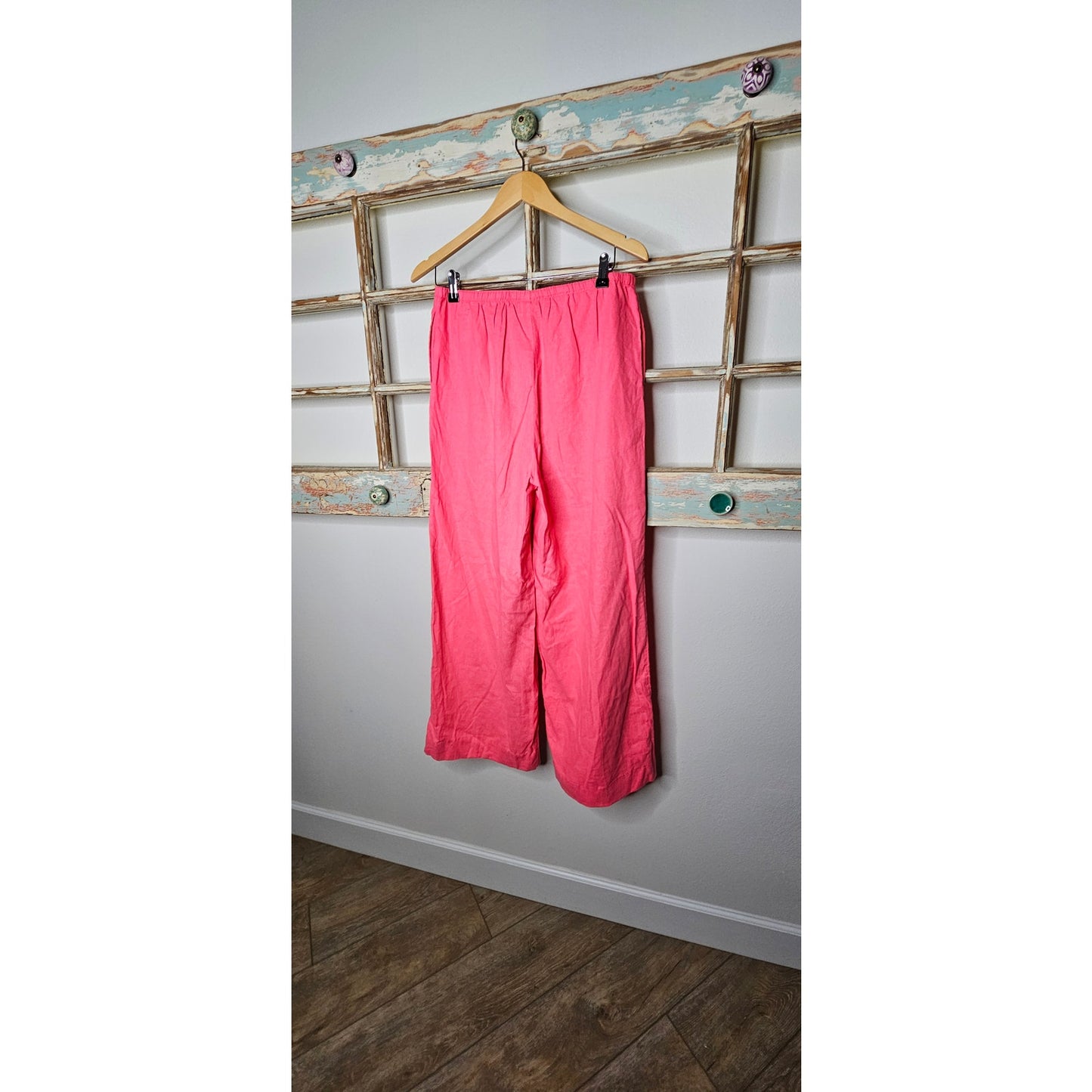 NWT Linen Wide Leg Watermelon Pants w pockets and drawstring waist size Medium