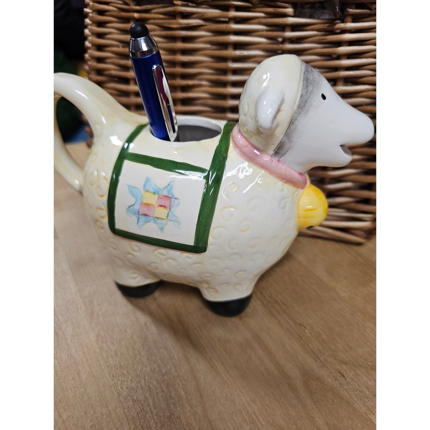 Vintage Ceramic Sheep Lamb Creamer / Pen Holder / Planter