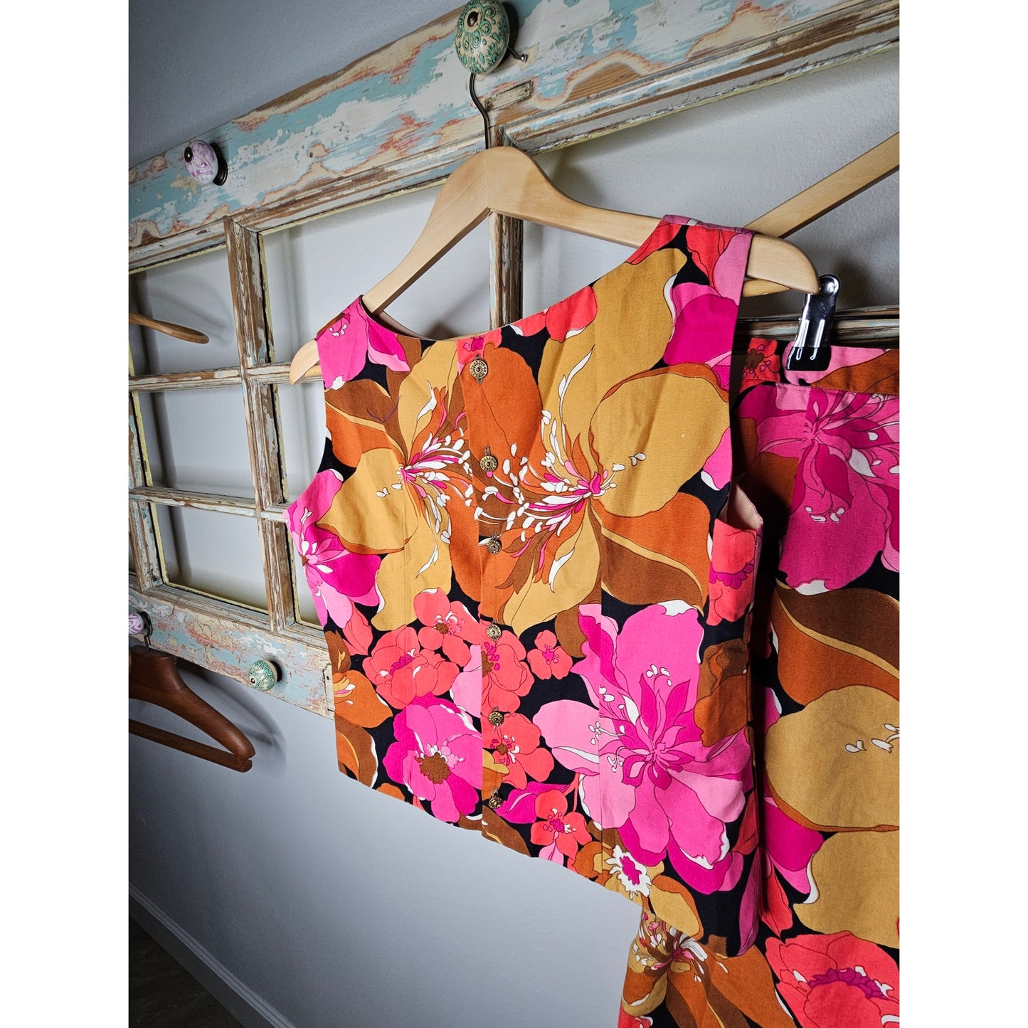 Vintage Hawaiian RenJoy Two-piece Midi skirt with sleeveless Top size Large