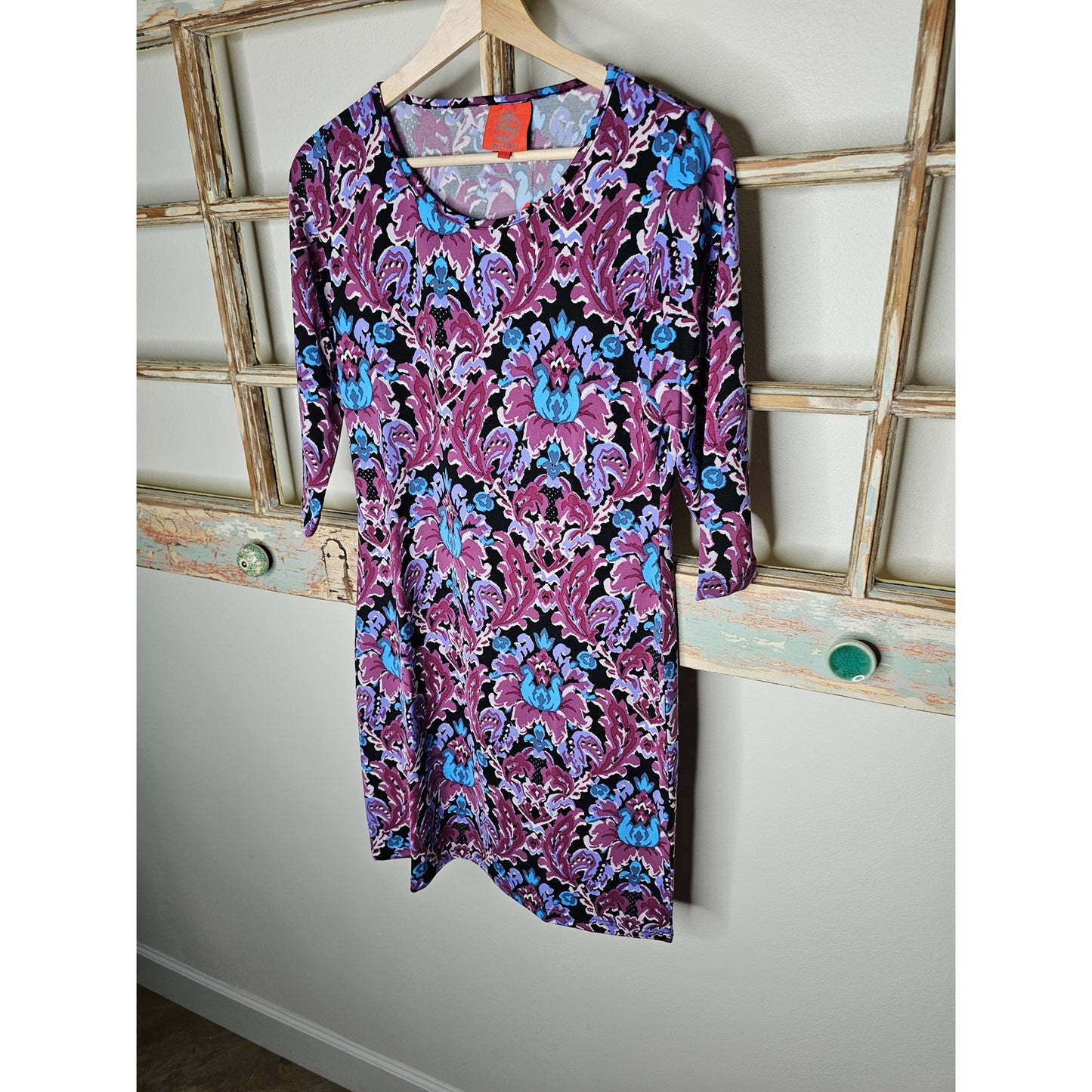 NWT Tracy Negoshian Floral Fall Knee Length Dress 3/4 Sleeve Size Small