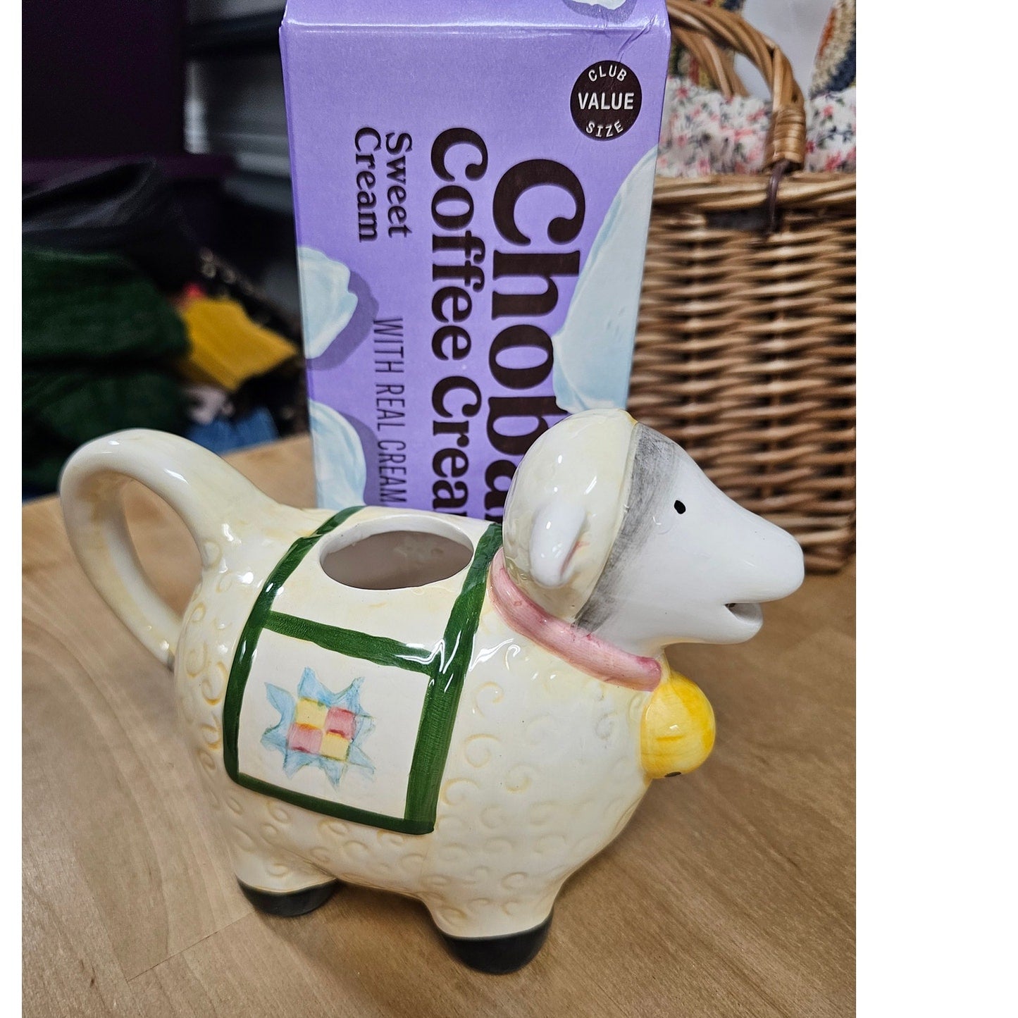 Vintage Ceramic Sheep Lamb Creamer / Pen Holder / Planter