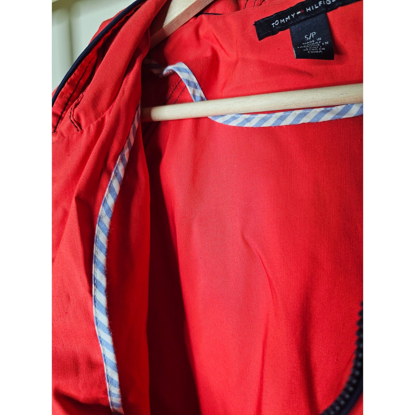 Tommy Hilfiger Red/ Blue Zip Front Hooded Jacket ladies size Small