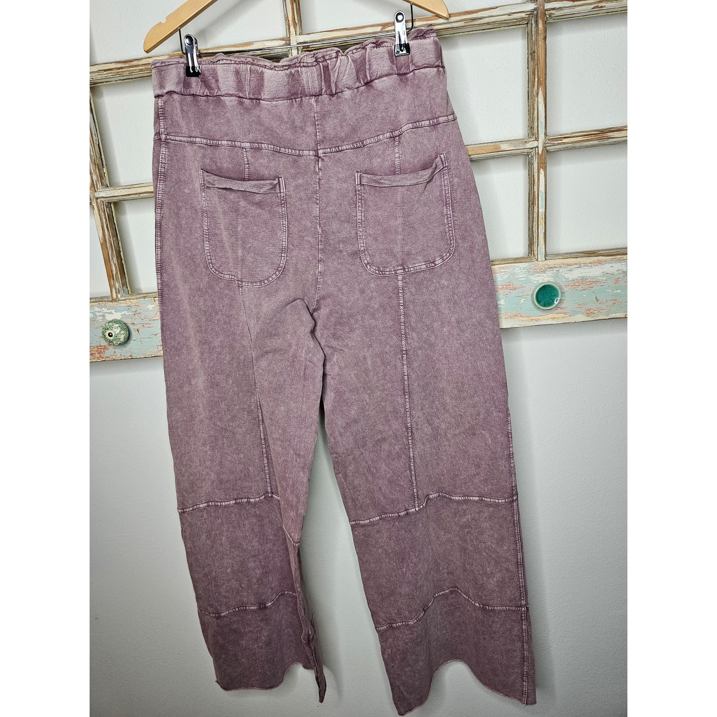 NWT Easel Wide Leg Full Length Mineral Washed Pants Ladies Small