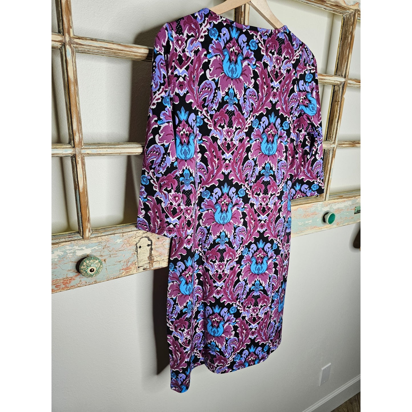 NWT Tracy Negoshian Floral Fall Knee Length Dress 3/4 Sleeve Size Small