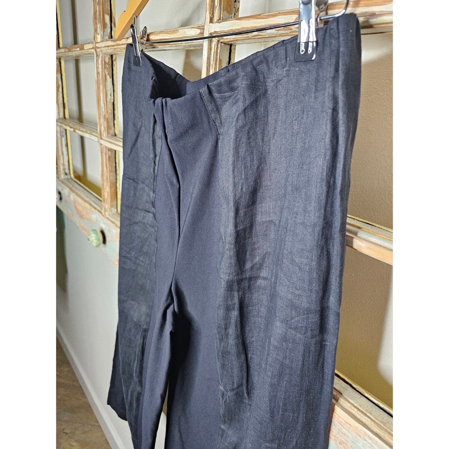 ElaineKim Linen Blend Wide Leg Fun Pants Ladies size XL