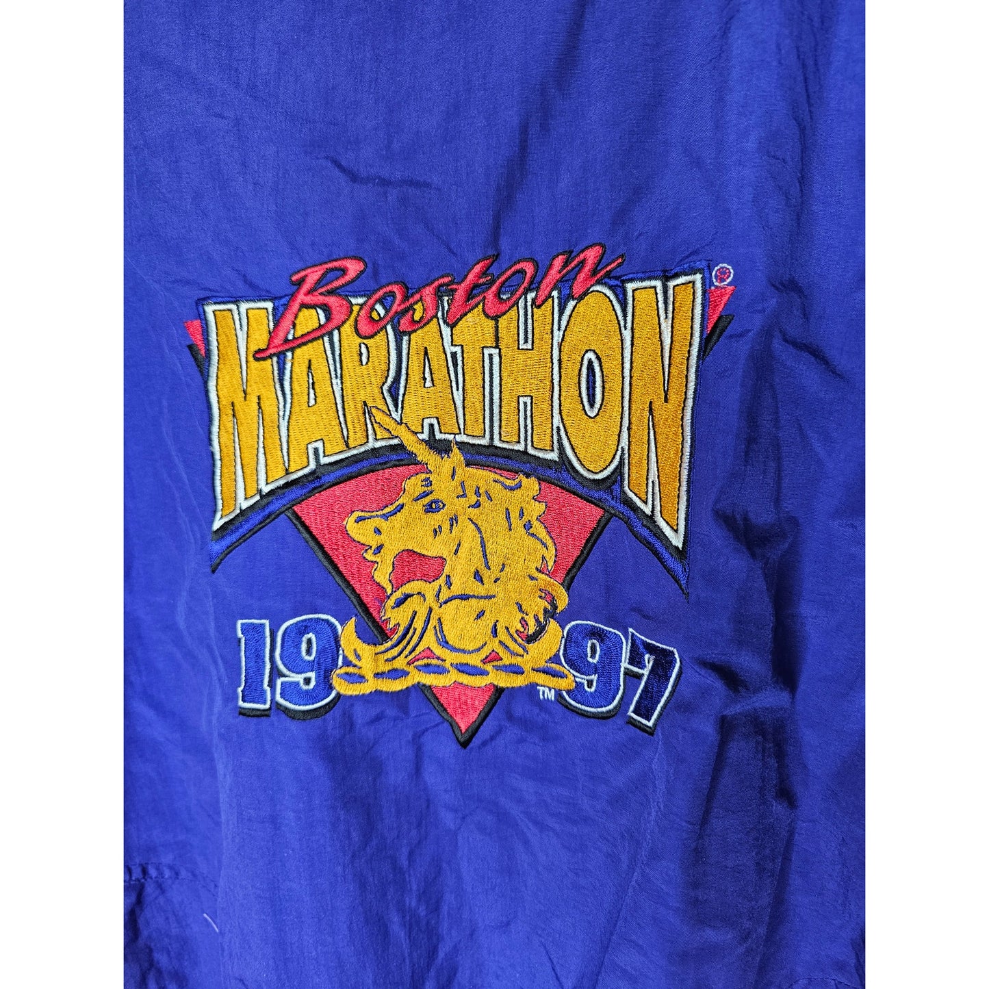 Vintage Boston Marathon Nylon Embroidered Purple/Gold Jacket size Large