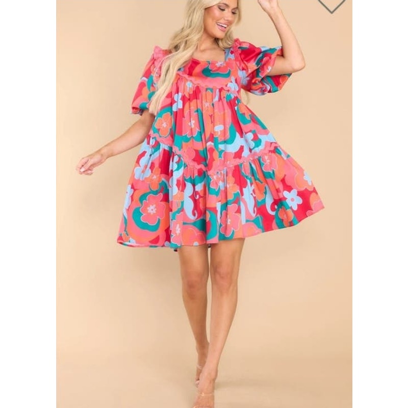 NWT Alden Adair Chandler Trippy Mini Babydoll Dress Size XS