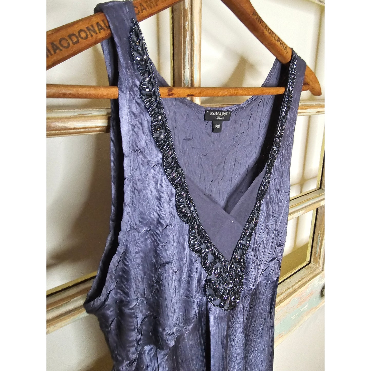 Komarov Blue Sleeveless lightweight Handkerchief Hem Ladies Dress size Small