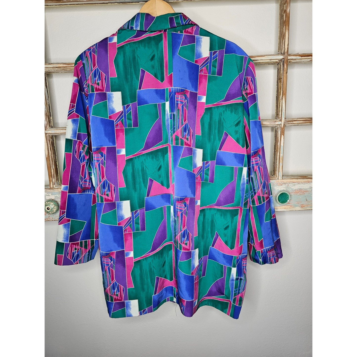 Vintage Vibrant Geometric Button Front Blazer Ladies size 1X