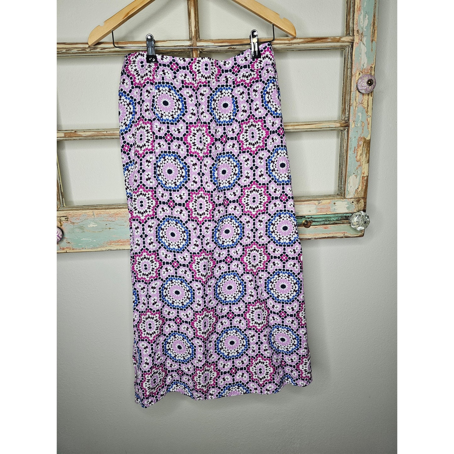 NWT Linen Wrap Midi Skirt Mosaic Design Ladies Size 0