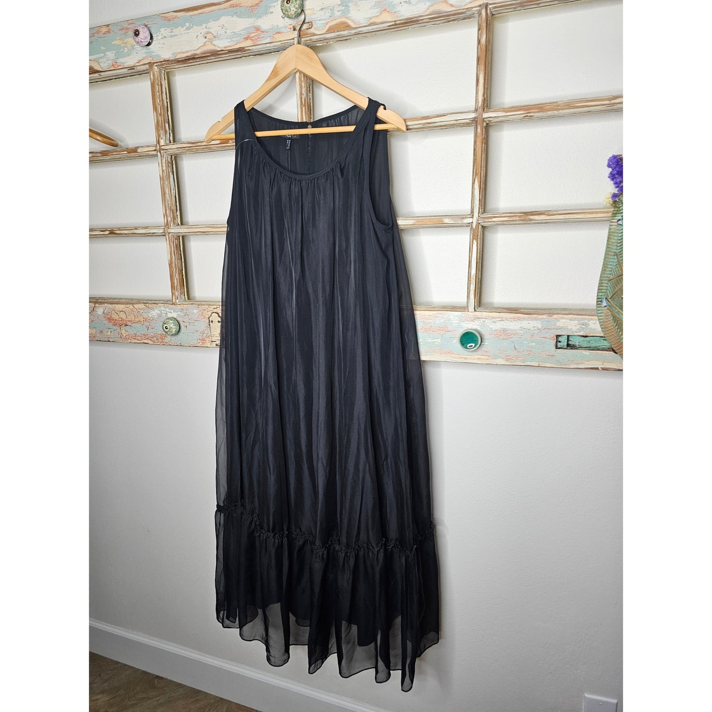 NWT APART Black Sleeveless Dress slip dress with Sheer overlay Size 8
