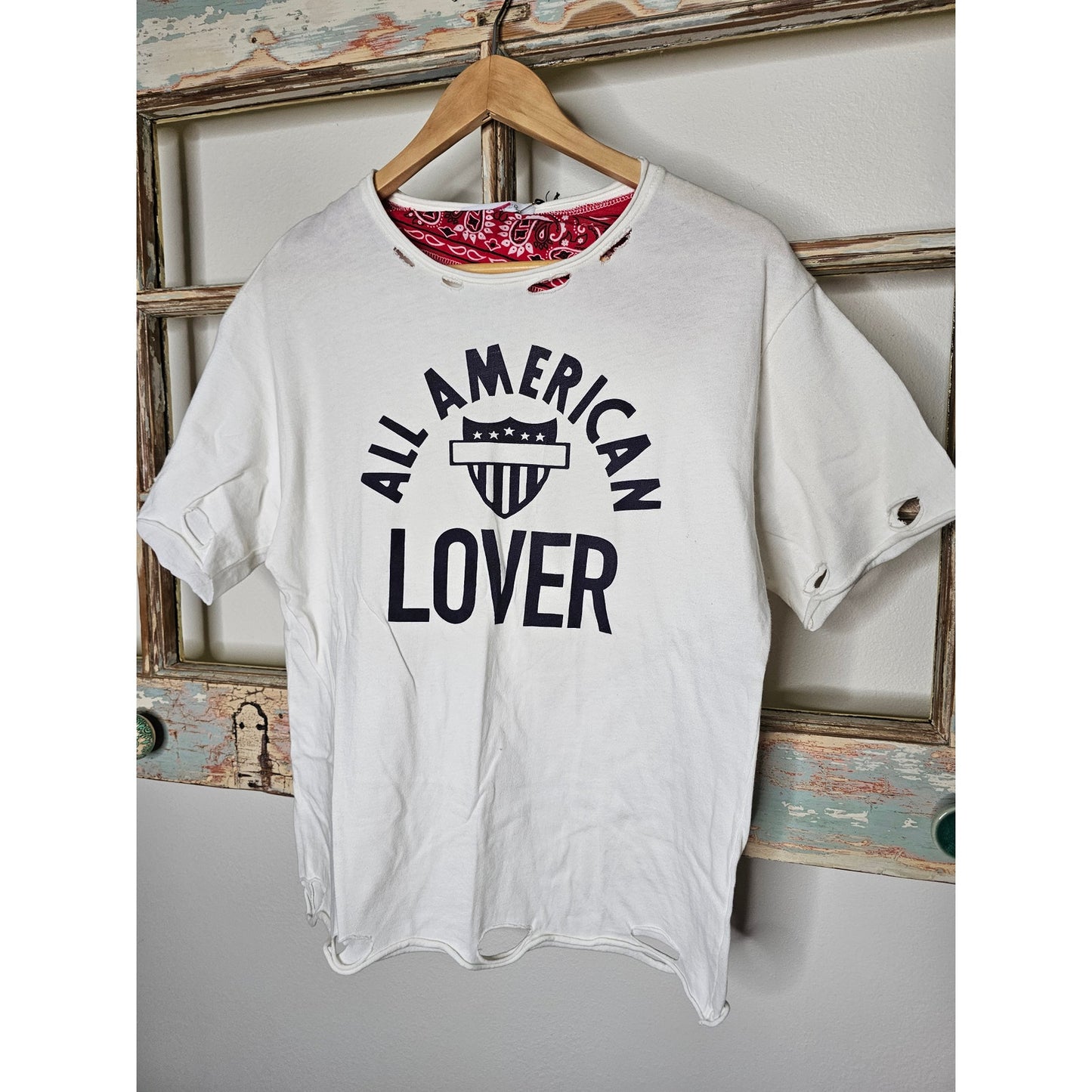 NWT Daydreamer Bandana All American Lover Ladies Distressed Small T-shirt