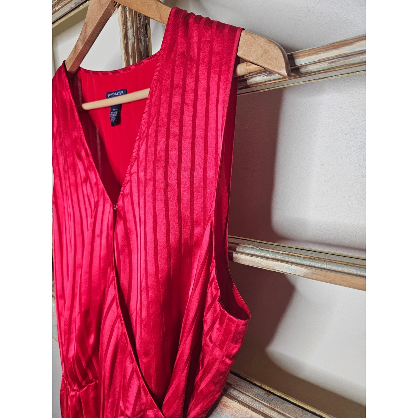 NWT Don Caster 100% Silk Red Sleeveless Wrap Style Blouse Size Large