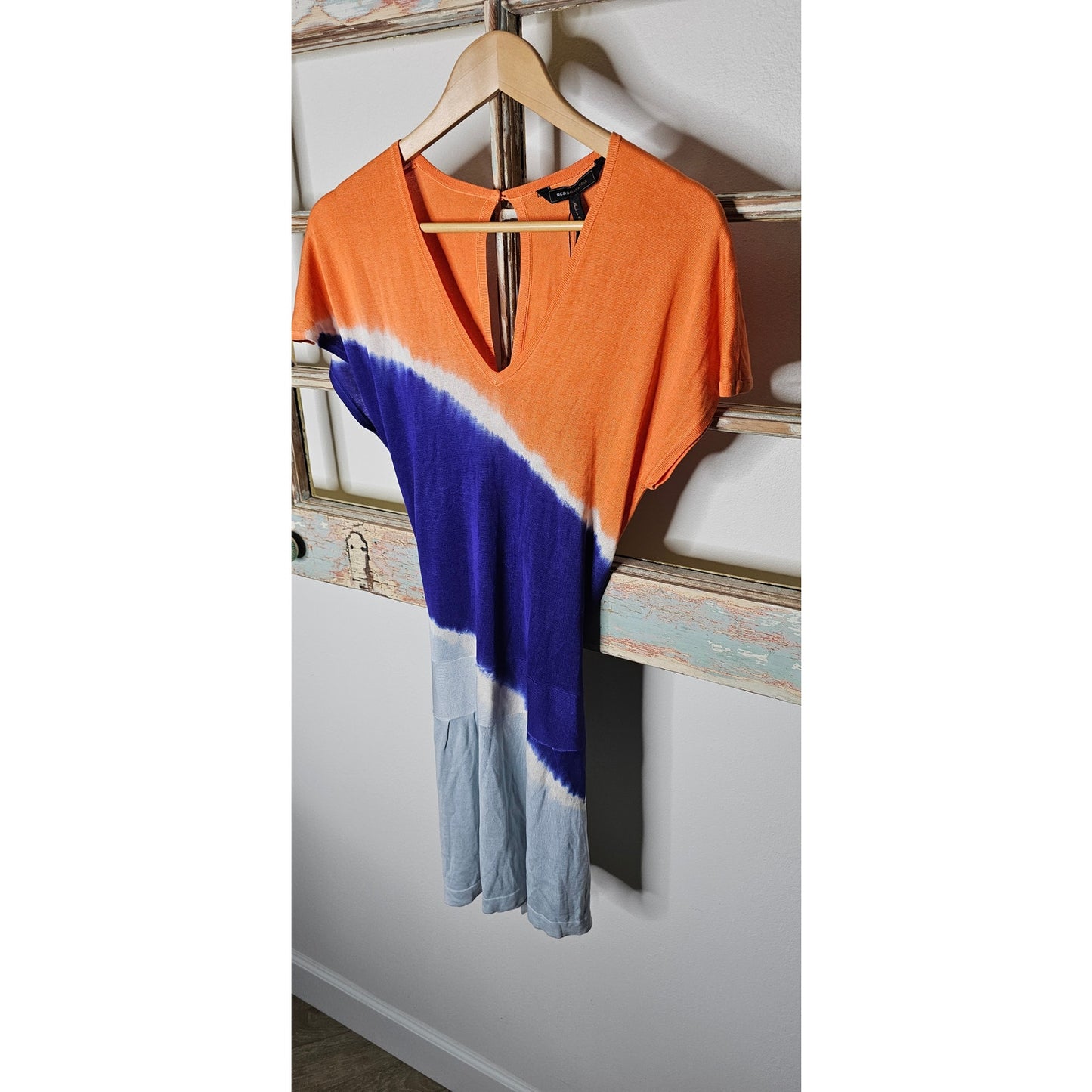 NWT BCBG SILK Tie Dye Knit Dress W/ Tie Waist Ladies size XS