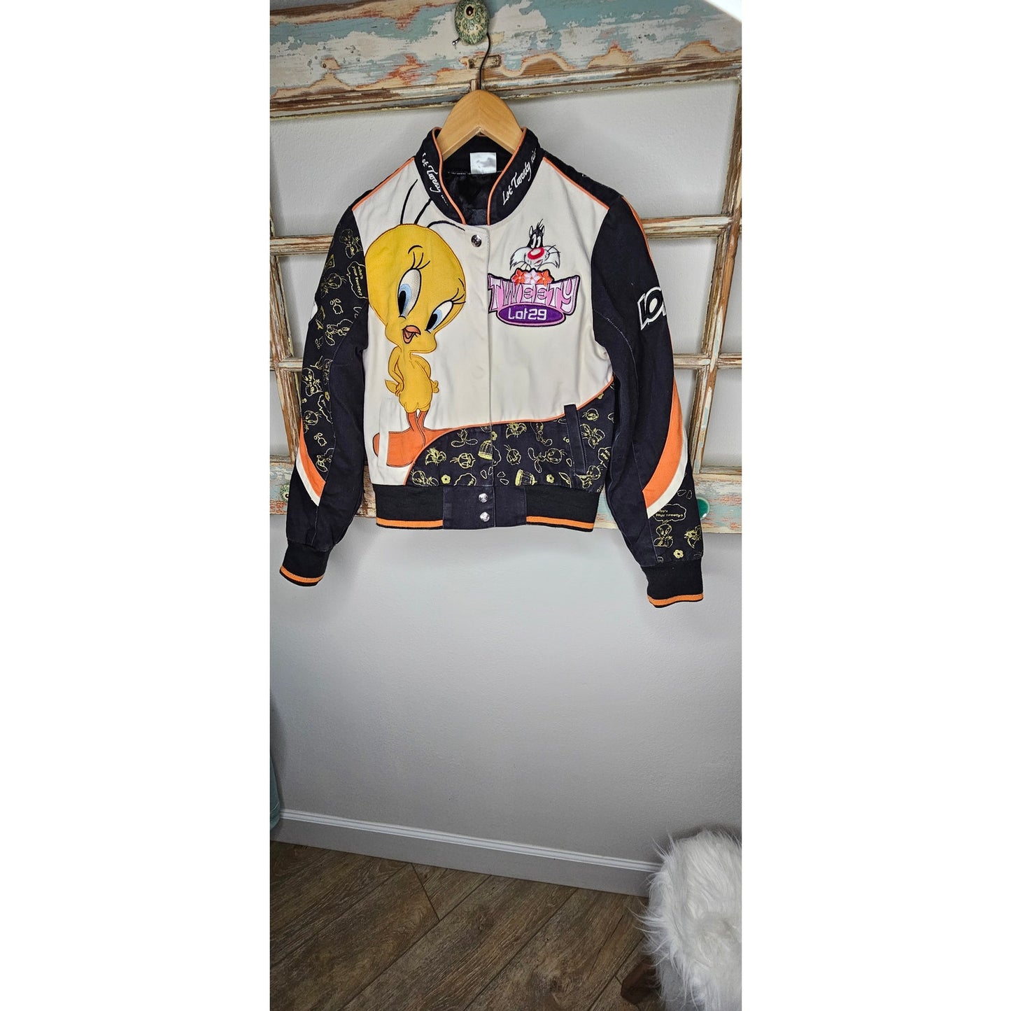 Looney Tunes Tweety Bird Sylvester Embroidered Racing Lot29 Youth large Jacket