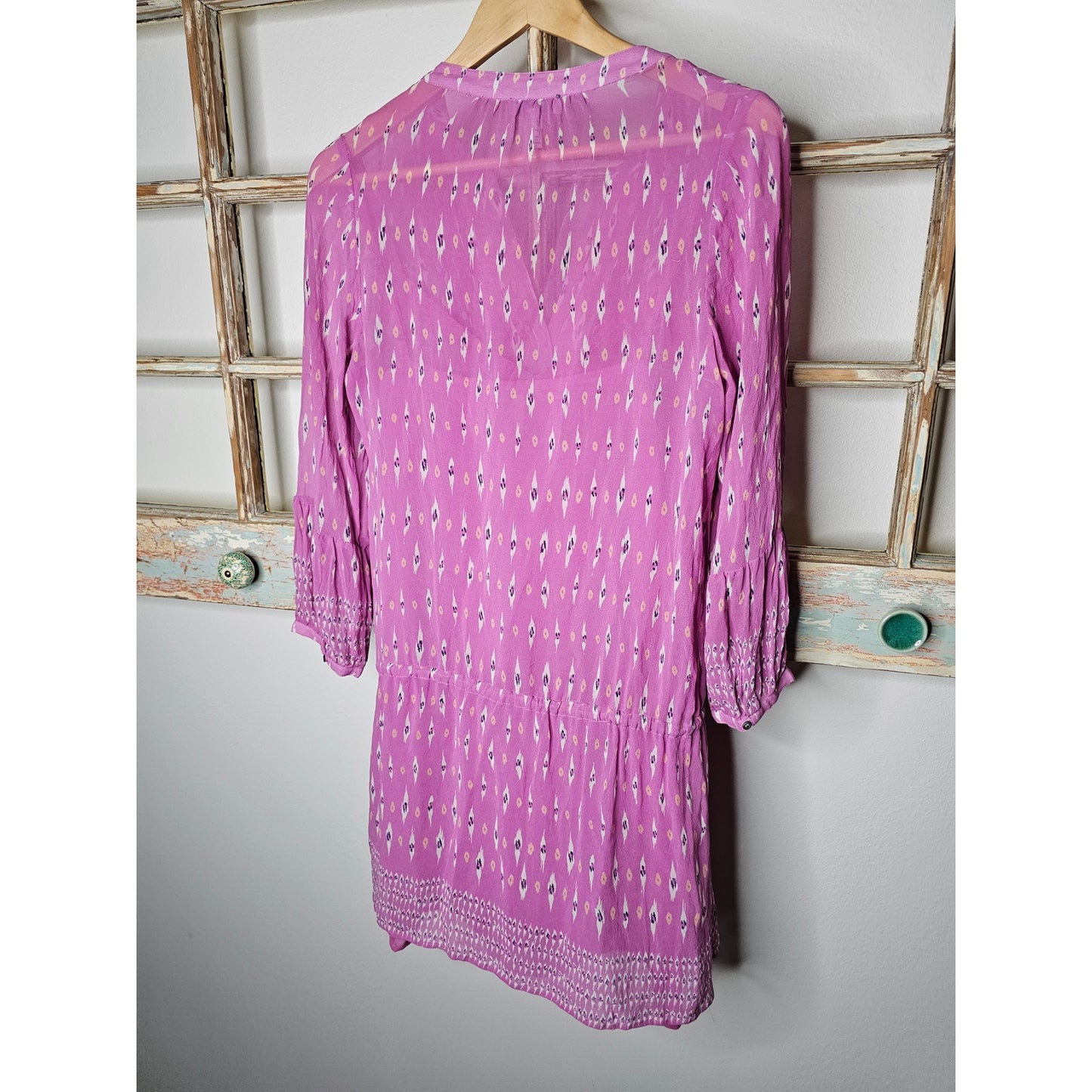 Joie Suerte Printed Silk Drawstring Waist Dress W/ Slip Size Small