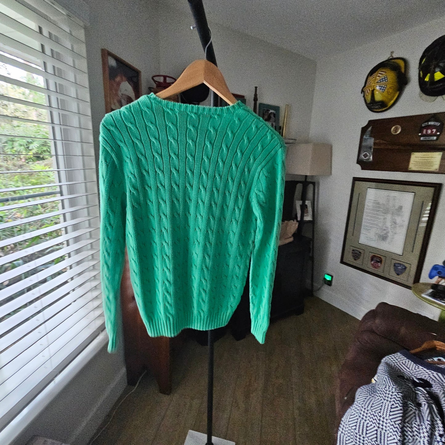 POLO Ralp Lauren Ladies Green Cable Knit Sweater Size Small