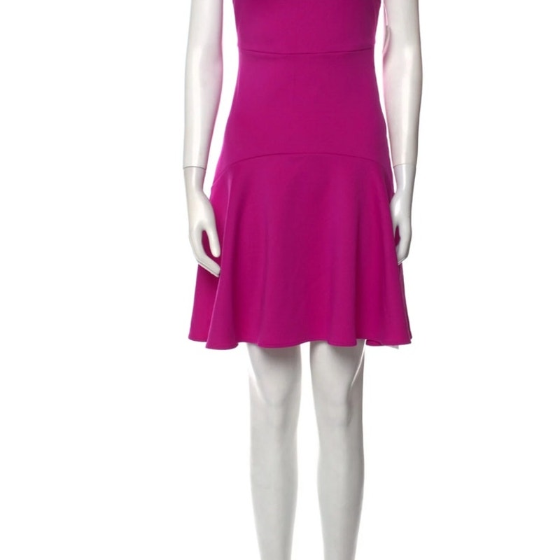 NWT Neiman Marcus Magenta Bateau Neckline Mini Dress Size Large