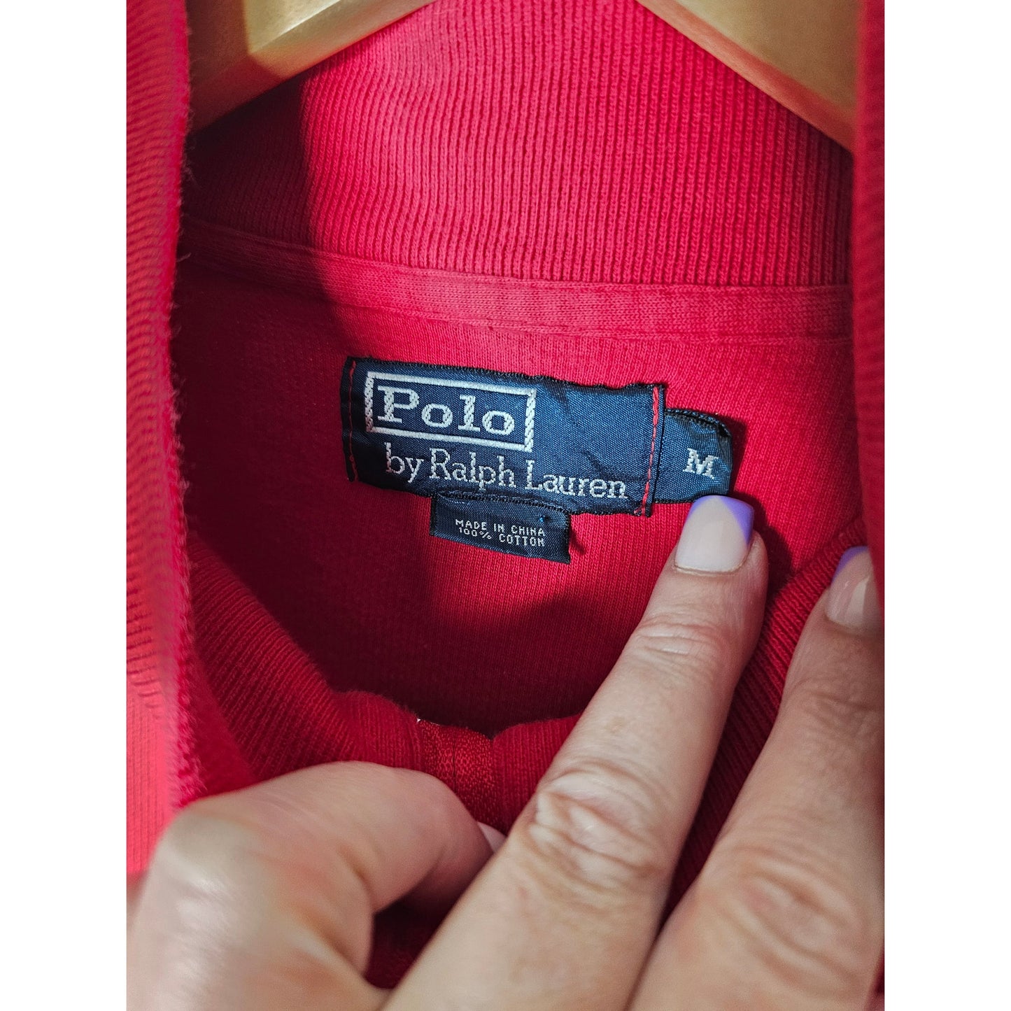Polo Ralph Lauren Pullover 1/4 zip with crest Red, Cream, Black Ladies Medium