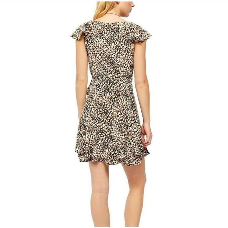 Free People Wrap Dress French Quarter Animal Print Mini Ladies size Medium