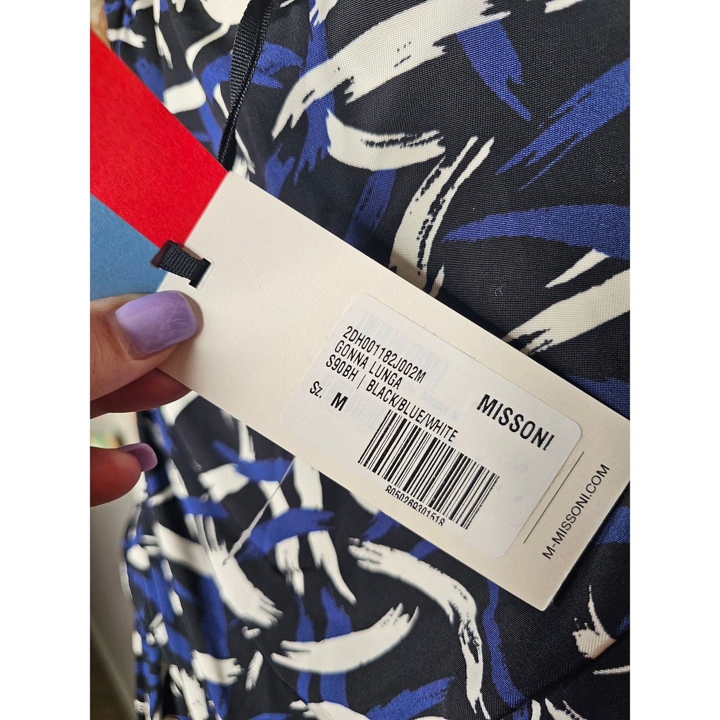 NWT Missoni Collection Black/Blue/White Strapless tube Knit Ruched Dress Size Medium