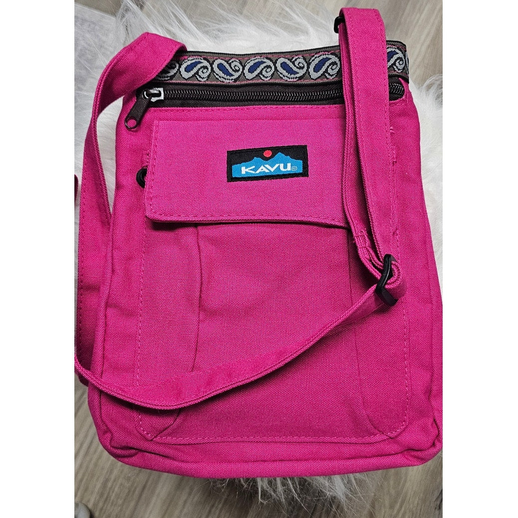 Kavu Keeper Hot Pink Crossbody Bag Snap Closure Canvas Shoulder Purse