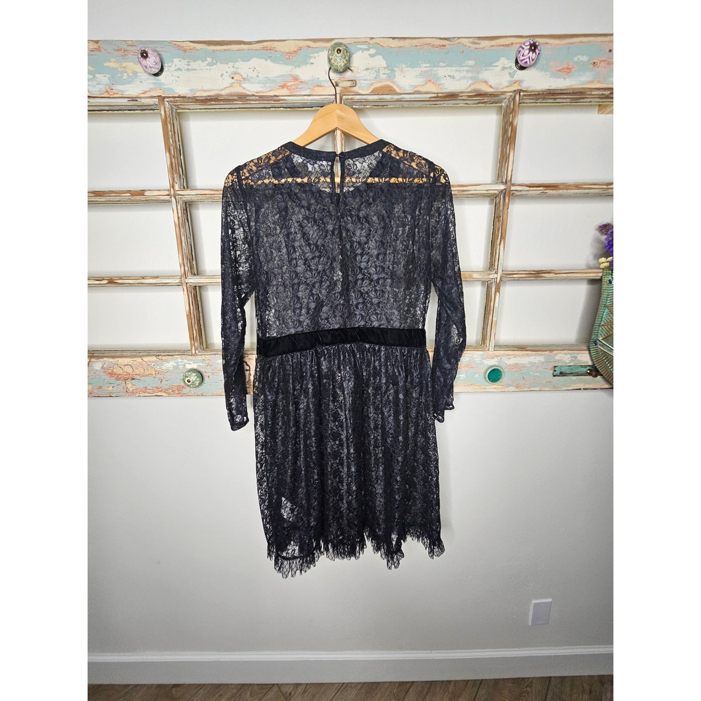 NWOT Nanette Lepore Black Lace Sheer Dress Ladies Size 8