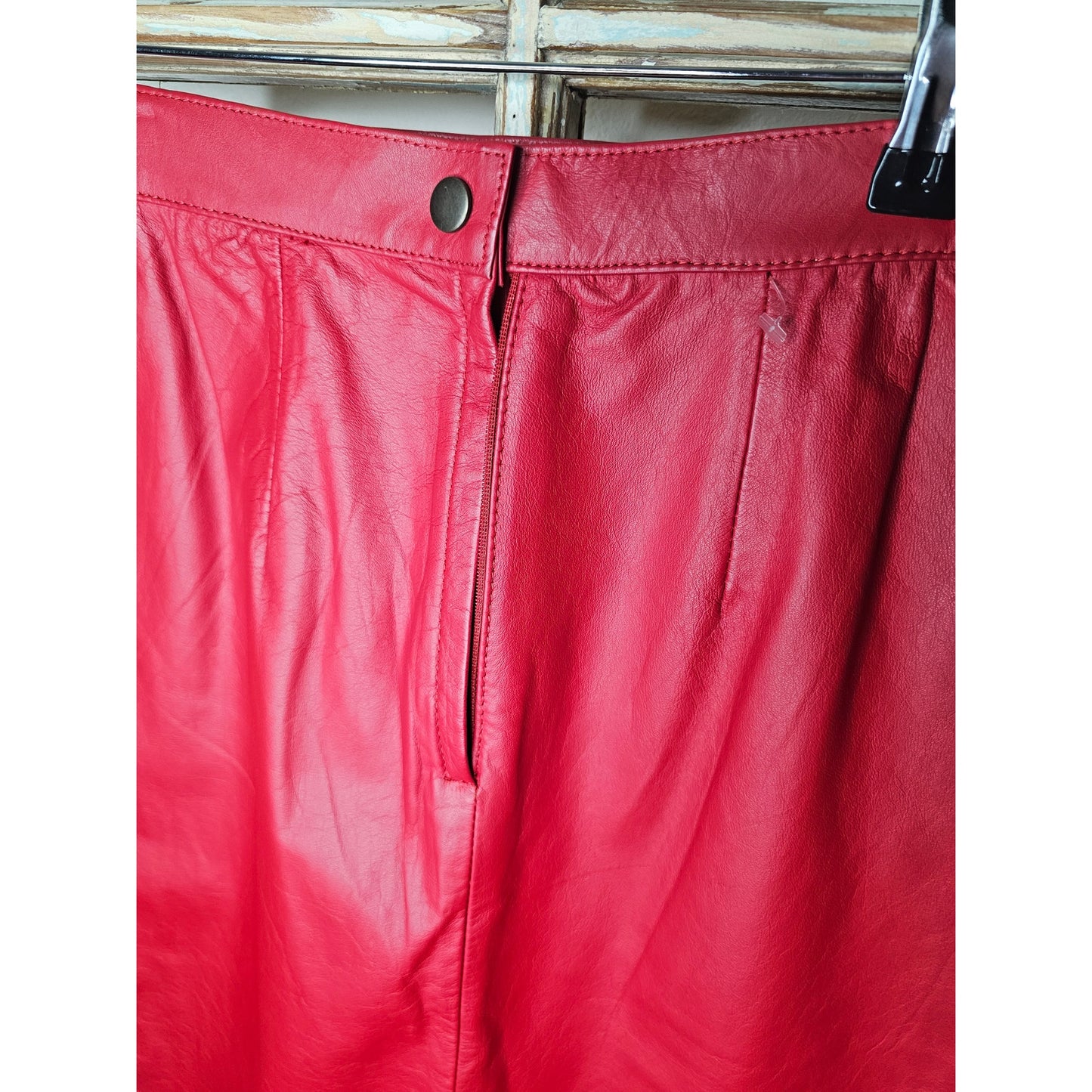Vintage Donna Pelle Red Leather Pencil Skirt Ladies size 6