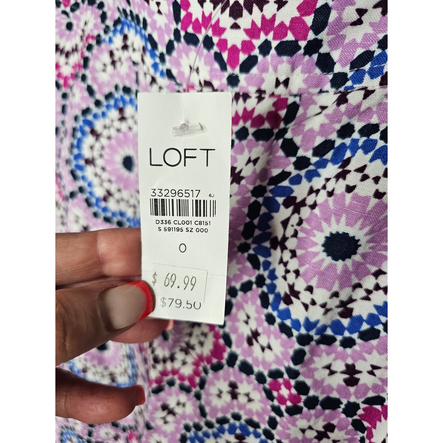 NWT Linen Wrap Midi Skirt Mosaic Design Ladies Size 0