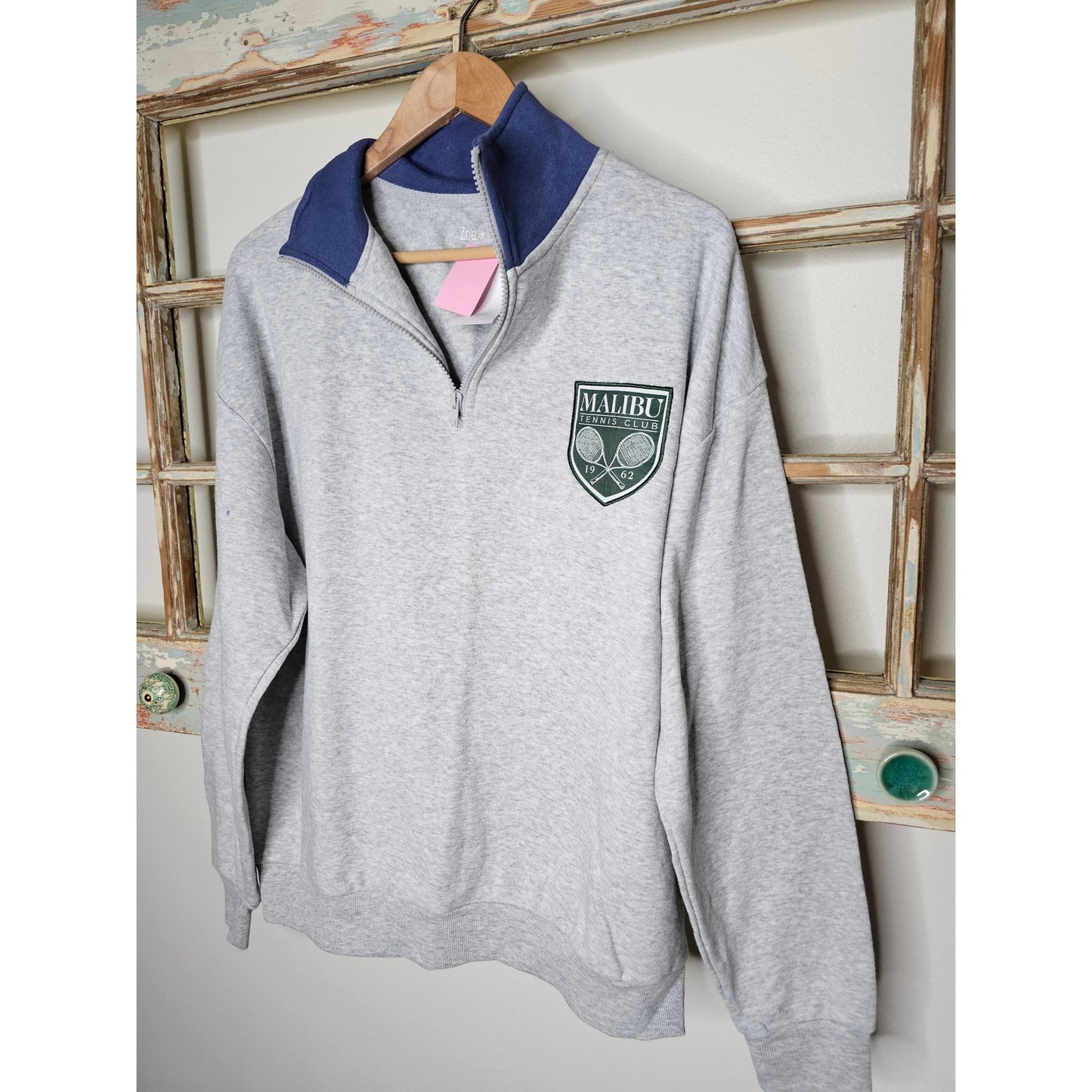 NWT Malibu Tennis Club 1/4 Zip Neckline Patch Left Chest Ladies XS