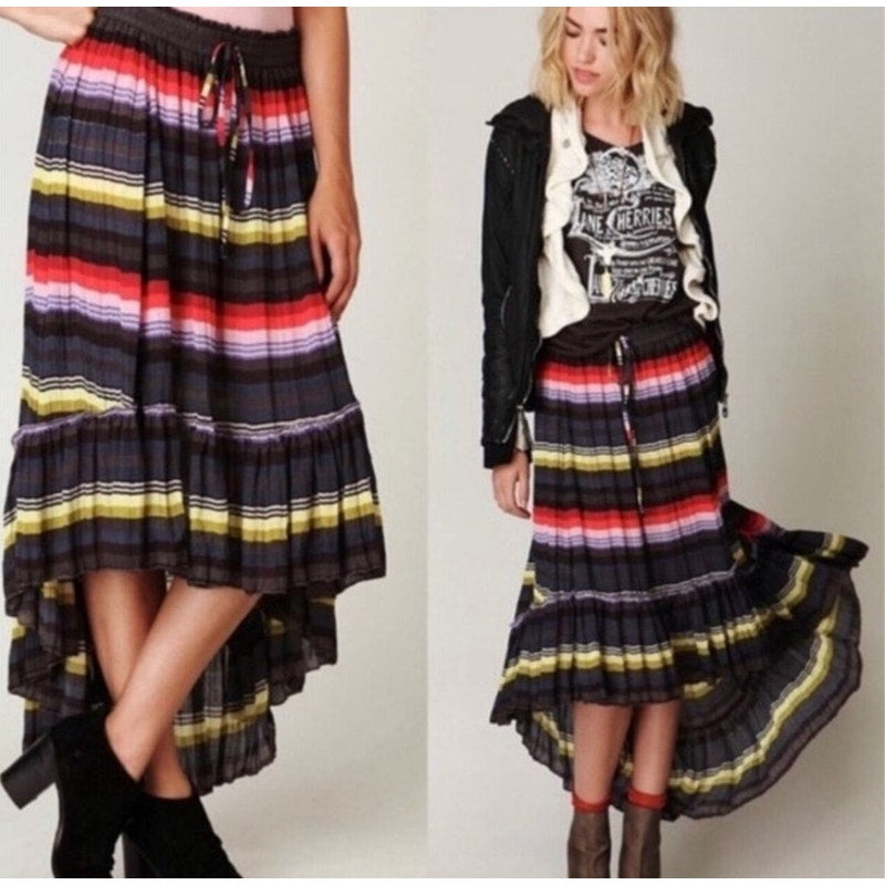 Free People Pleated High Low Cinch Waist Skirt Ladies size Medium