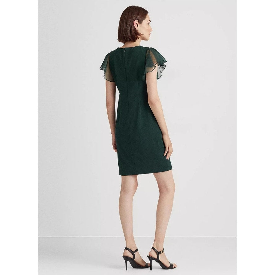 NWT Ralph Lauren Green Ruffled Sleeve Dress size 16