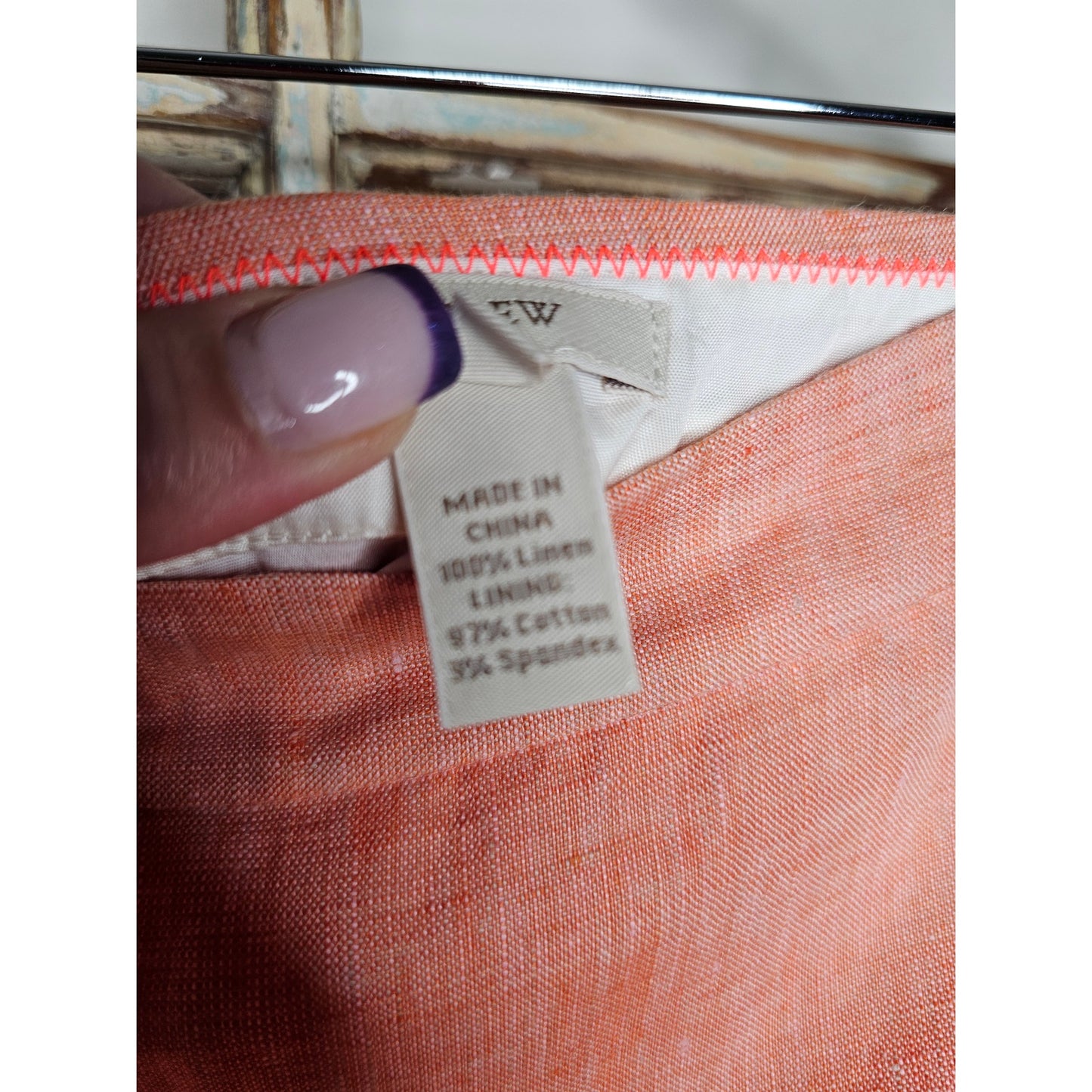 J.Crew Linen Marled Light Red Knee Length Lined Skirt Size 6