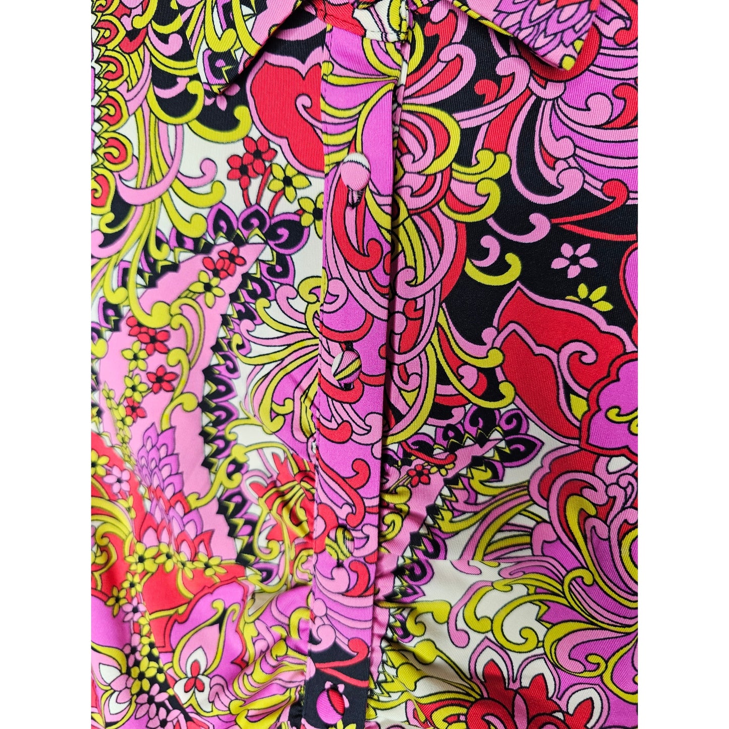 NWT Flora Bea Makely Retro Print Button Up Dress Ladies size Medium