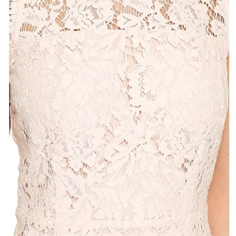 Eyelash Lace Mini Dress W Keyhole Back in Peach By Aijek Ladies 3 / size 10