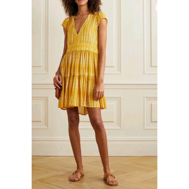 NWT Lemlem Flutter Sleeve Tiered Dress Size Small