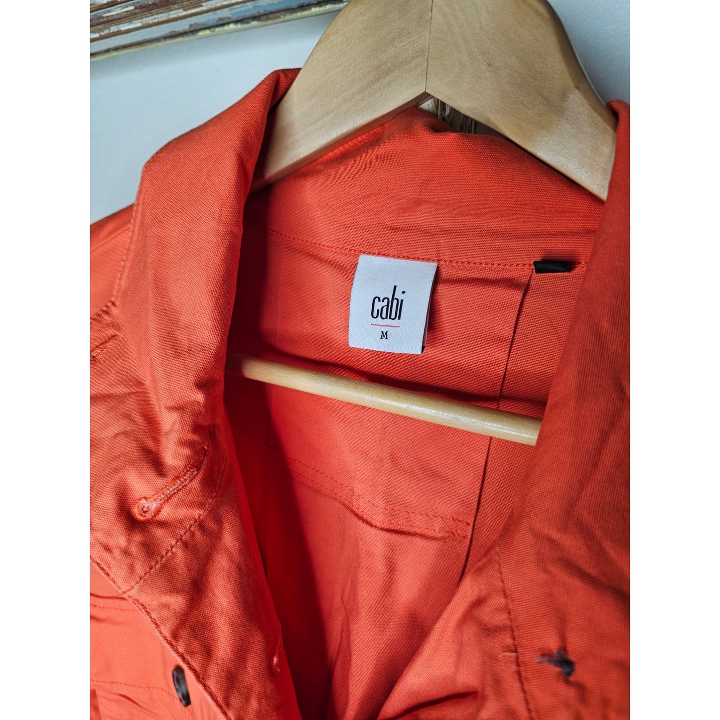 Cabi Orange/Red Swing Utility High/Low Jacket Ladies size Medium