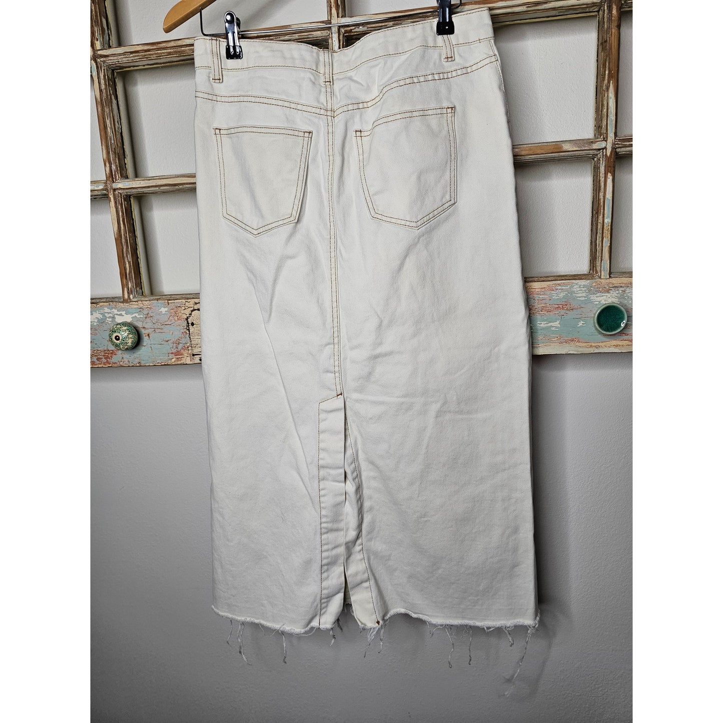 Future Collective W/ Reese Blutstein Midi Denim Skirt Size 8