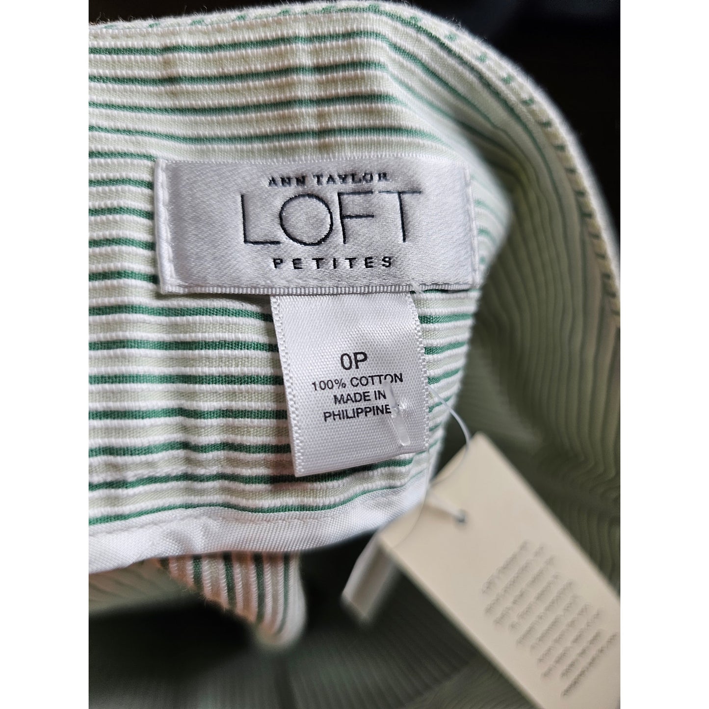 NWT Ann Taylor Loft Green & White Striped Tennis Style Skirt Size 0 Petite