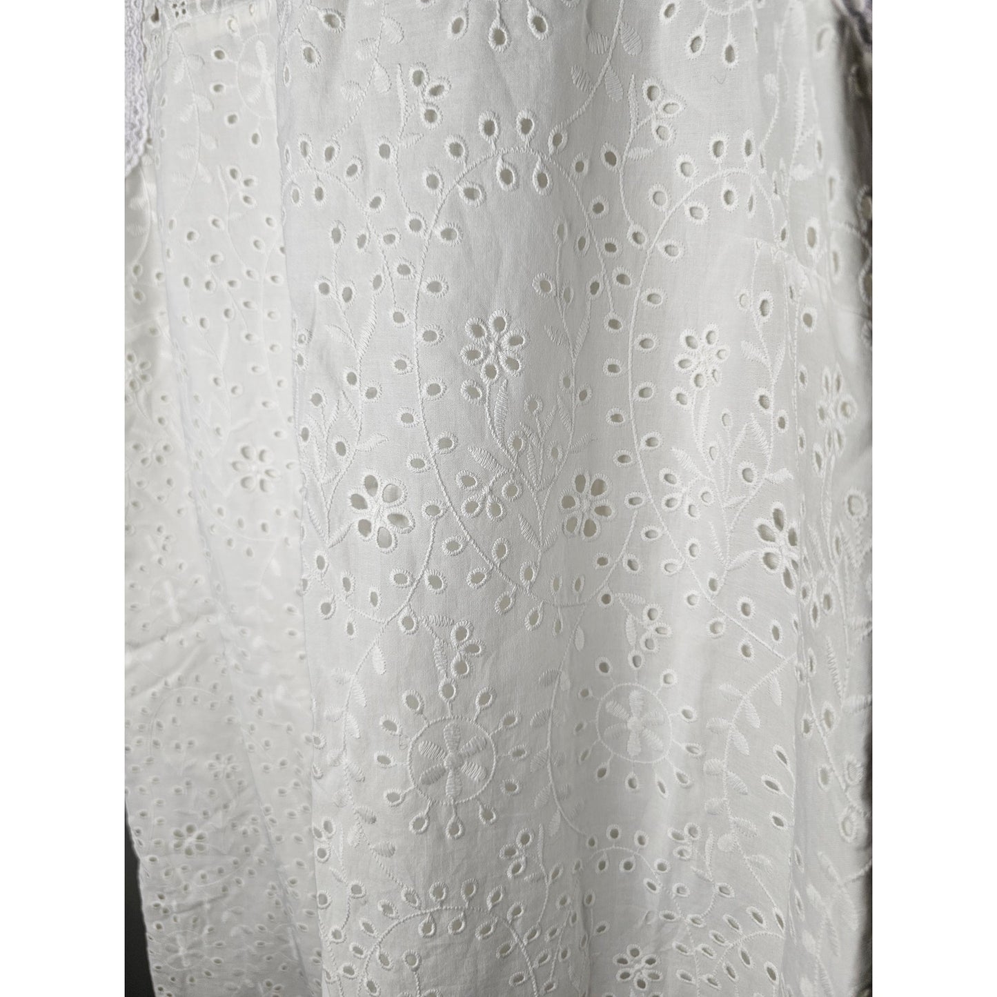 NWT LOFT White Eyelet Sleeveless Sheath Dress with Ruffled Hem Size 14