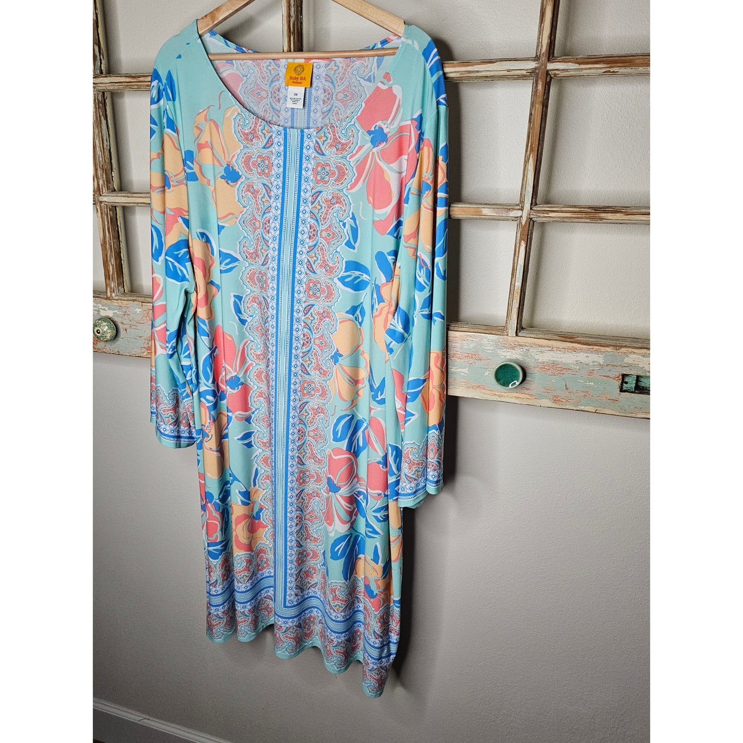 Ruby Rd. 3/4 Wide Sleeve Colorful Shift Dress in Ladies size 3X