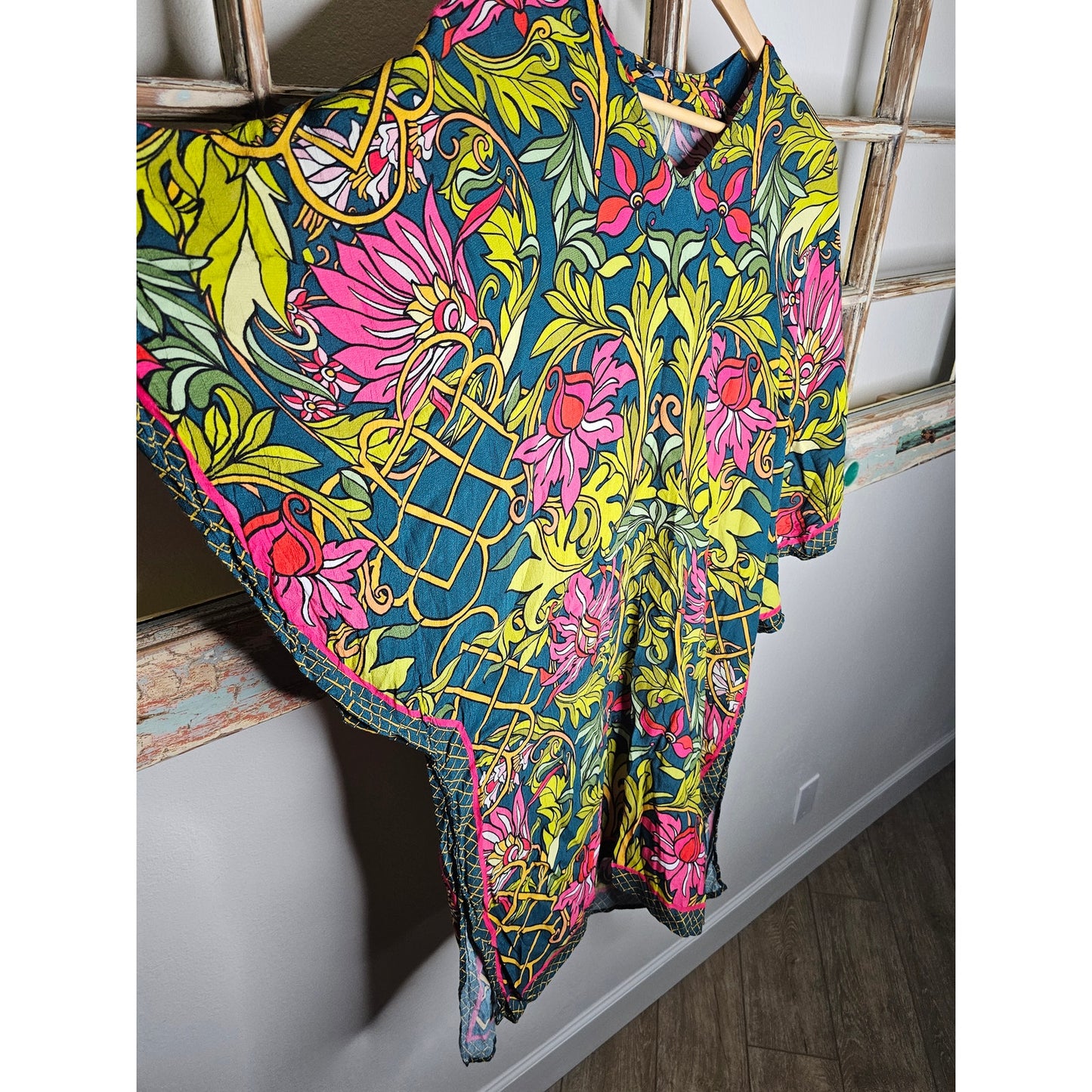 Anthropologie Bl^nk One Size Vibrant Whimsy Floral Kaftan