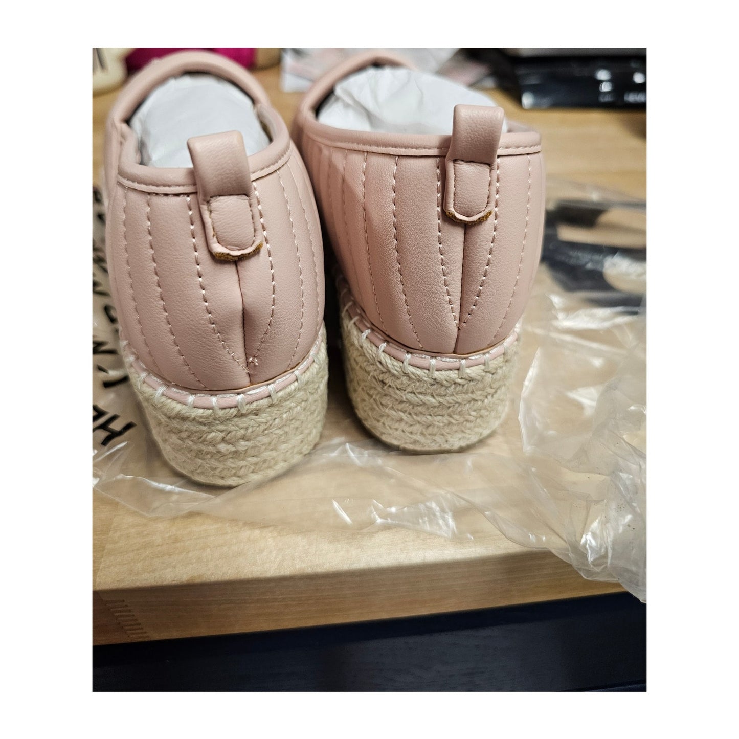NWT ASOS Design Jack Quilted Flatform Pink Espadrilles Womens Size 6