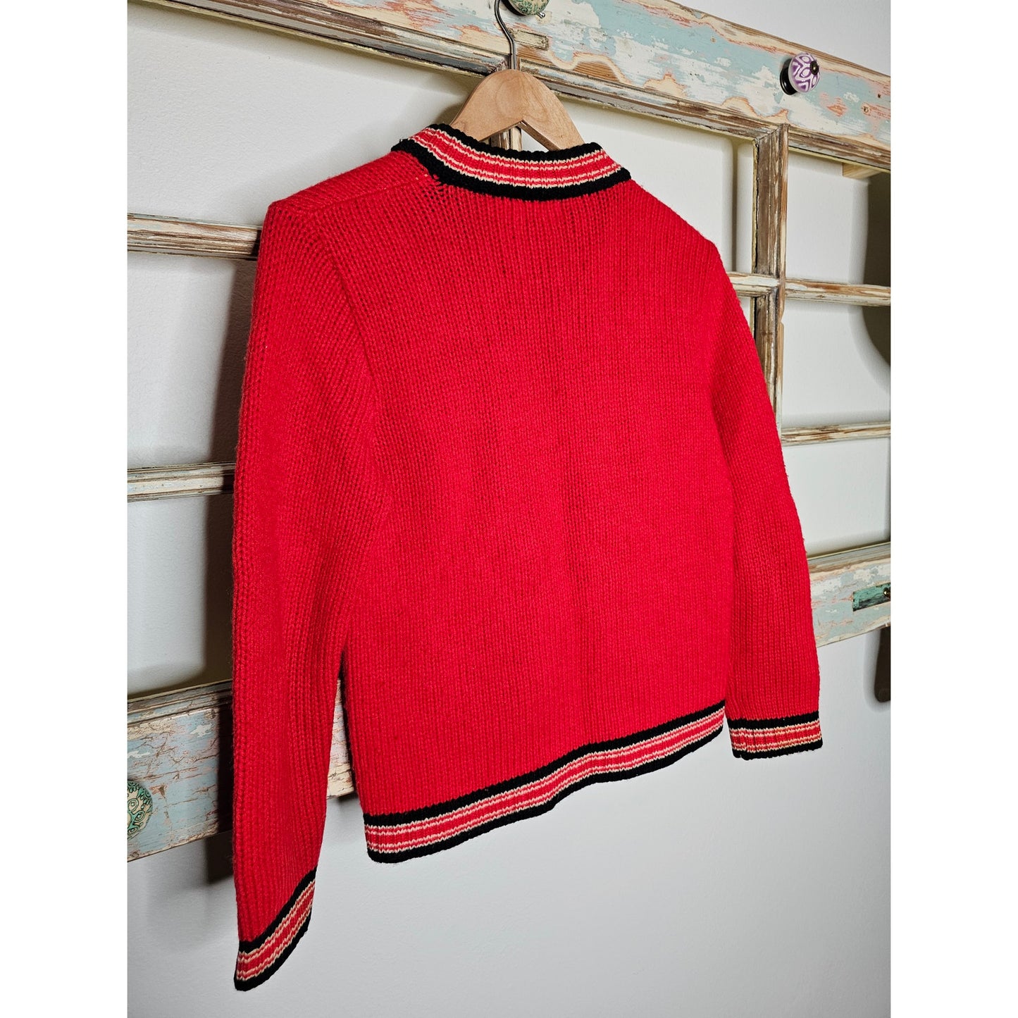 Vintage Red/Blue/White GARLAND Cardigan W/ Silver Top Buttons Ladies size small