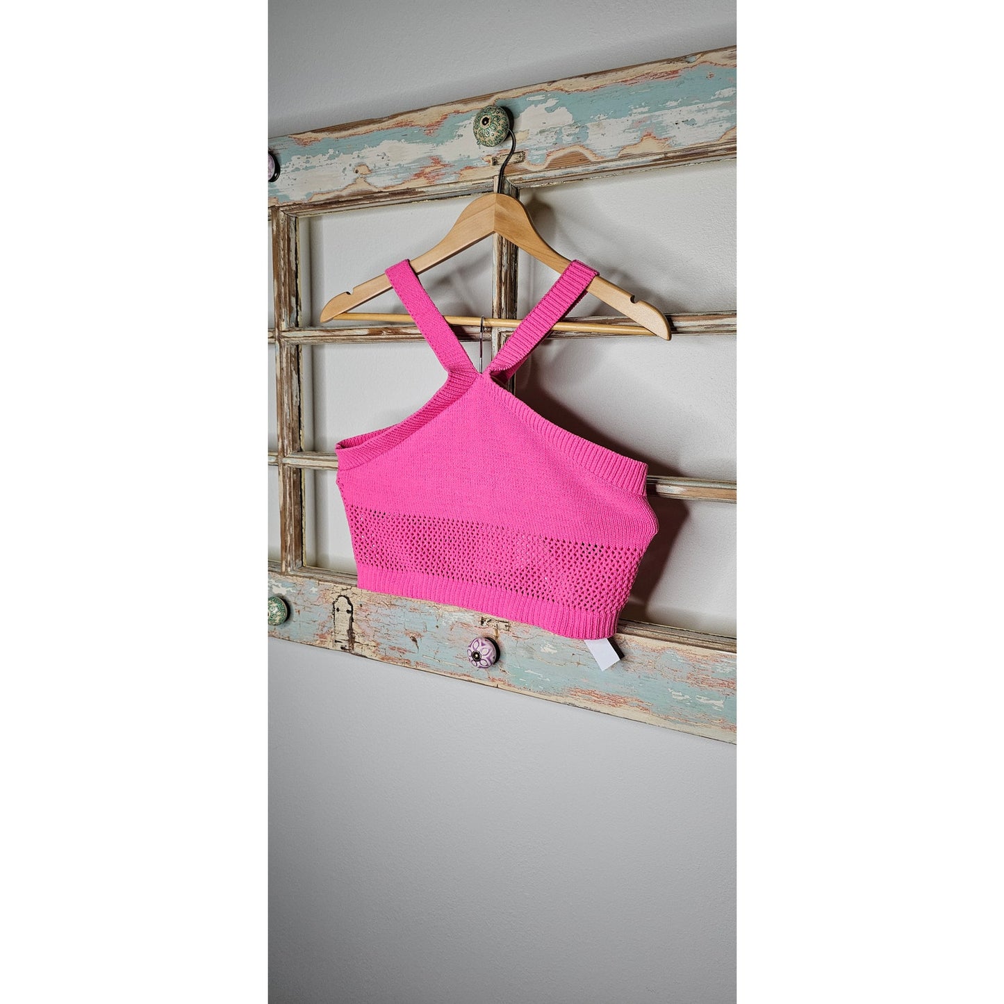 NWT Zara Pink Knit Crop Tank Top Ladies Size Large