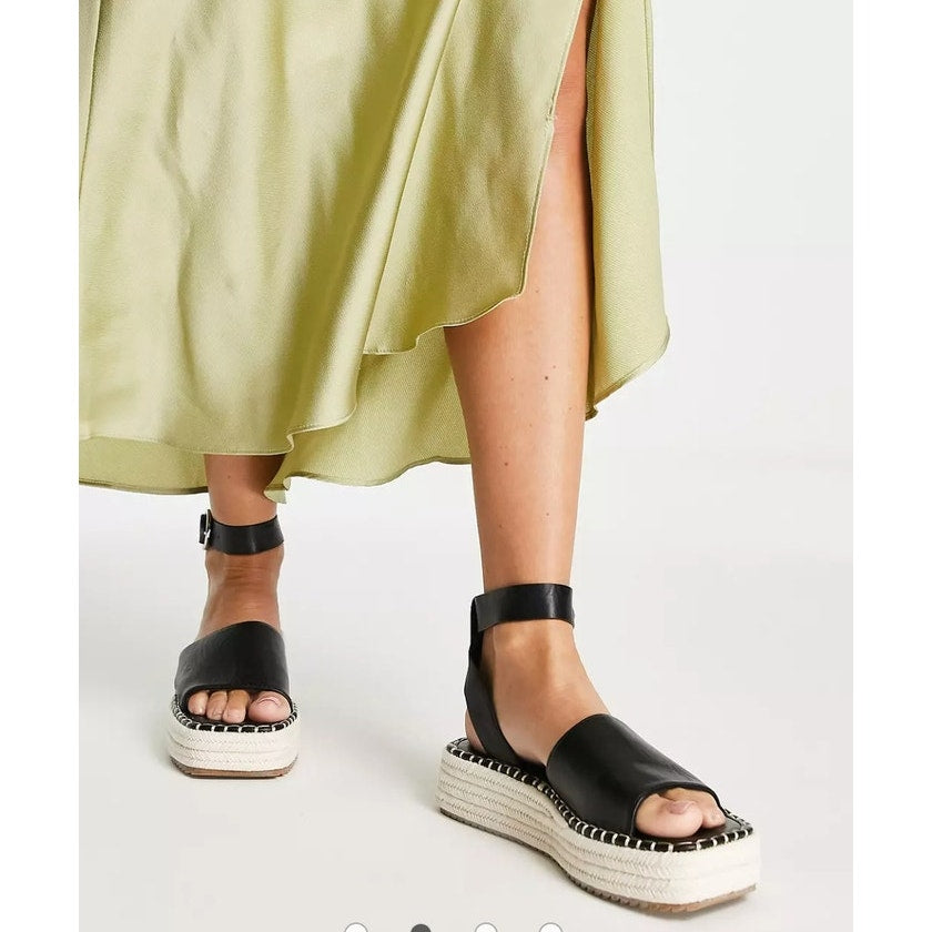 NWT Asos Design Joyful Flatform Espadrilles in black ladies size 7