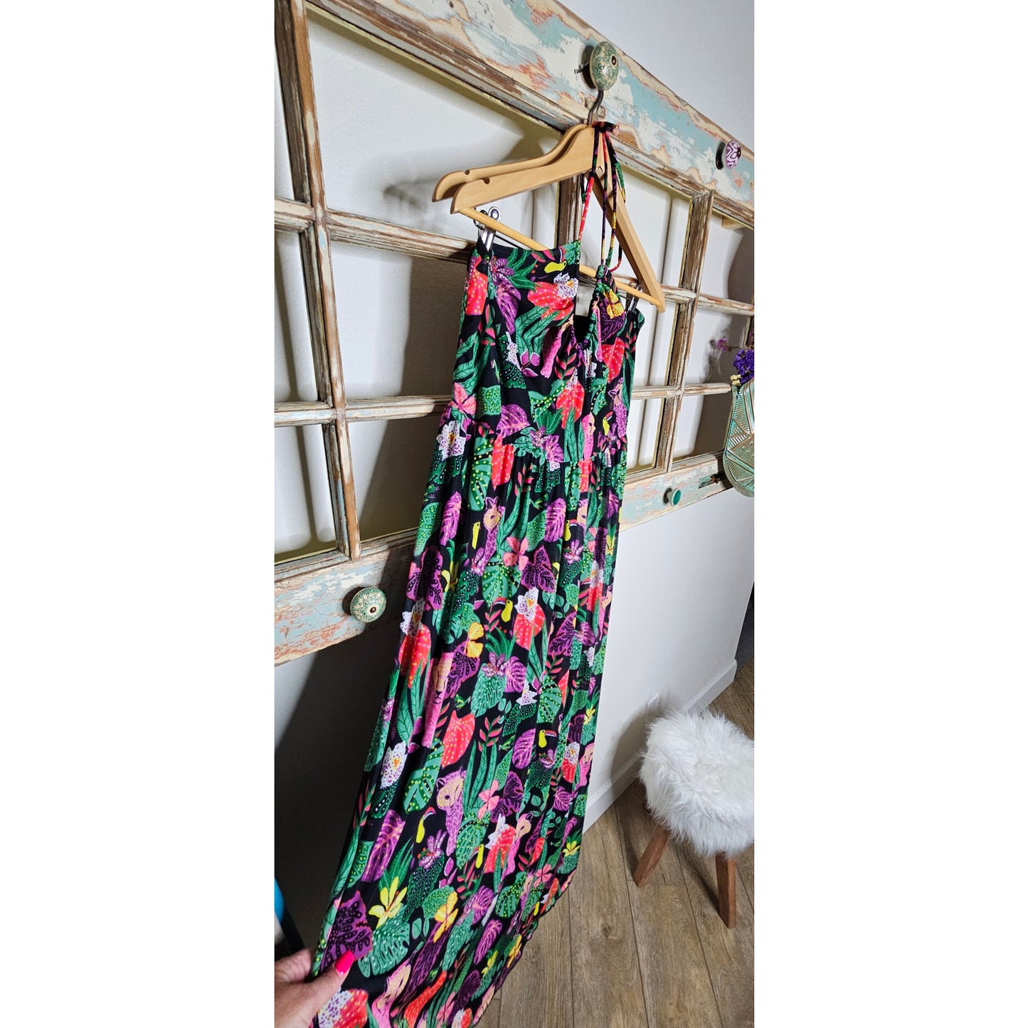 NWT Betsey Johnson Paulina Leopard Halter Maxi Dress XL