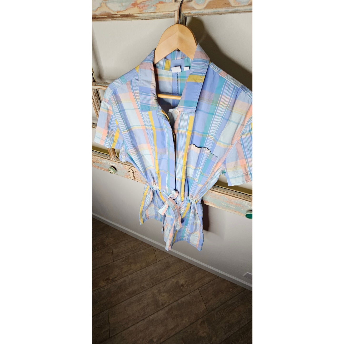 Gap Plaid 100% Cotton Romper with belted waist size 12